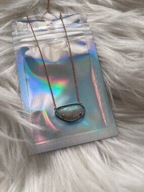 14K Rose Gold Opal, Diamond and Turquoise Pendant Necklace